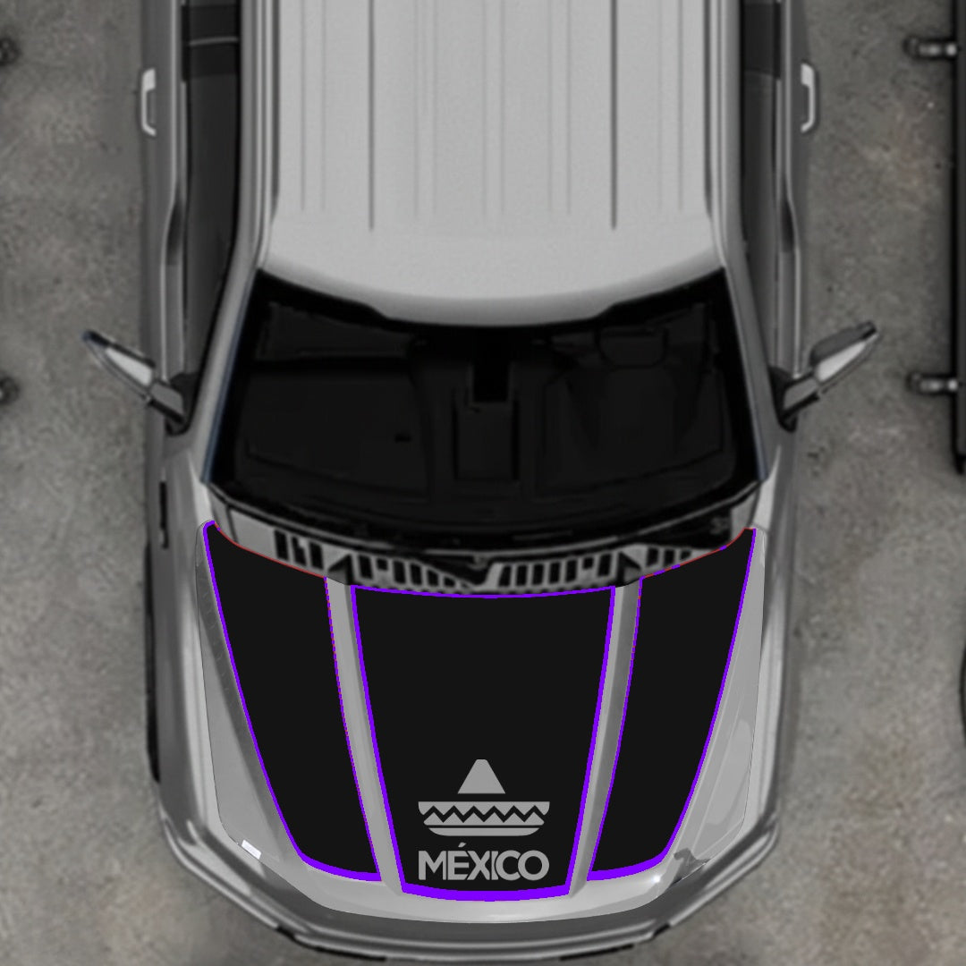 Hood Panel Decal/Sticker - Mexico - Cut - border Graphic Kit - For Ford F-150 2020-2026 - Premium Vinyl