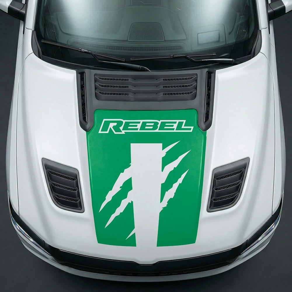 Hood Panel Decal/Sticker - Fierce REBEL Monster Slash Graphic Kit - For Dodge Ram 2019-2025 - Premium Vinyl