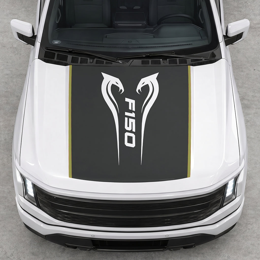 Hood Panel Decal/Sticker - Twin Cobra Graphic Decal Graphic Kit - For Ford F-150 2015-2020 - Premium Vinyl