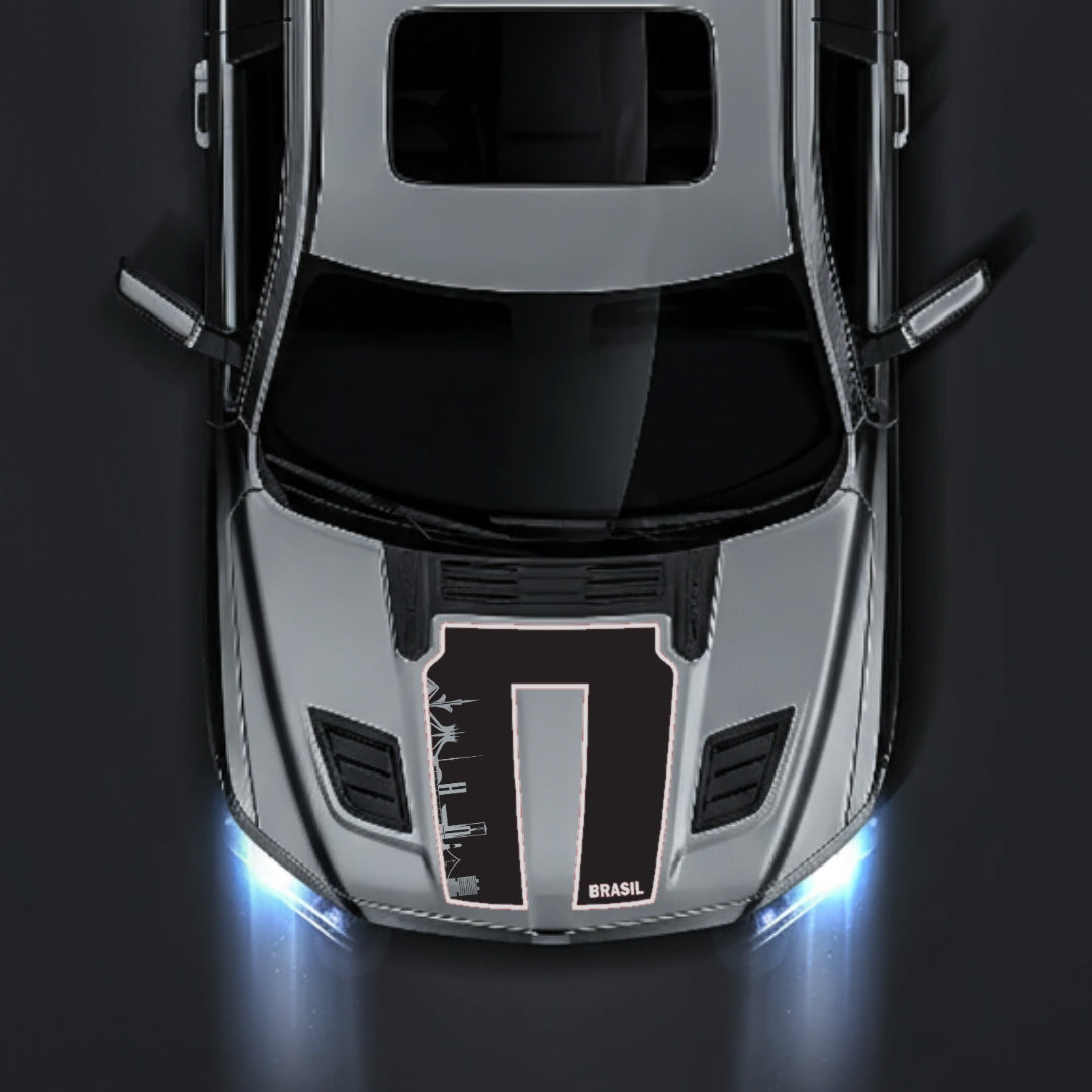 Hood Panel Decal/Sticker - Brazil Skyline - Cut - Border Graphic Kit - For Dodge RAM 1500 2019-2025 - Premium Vinyl