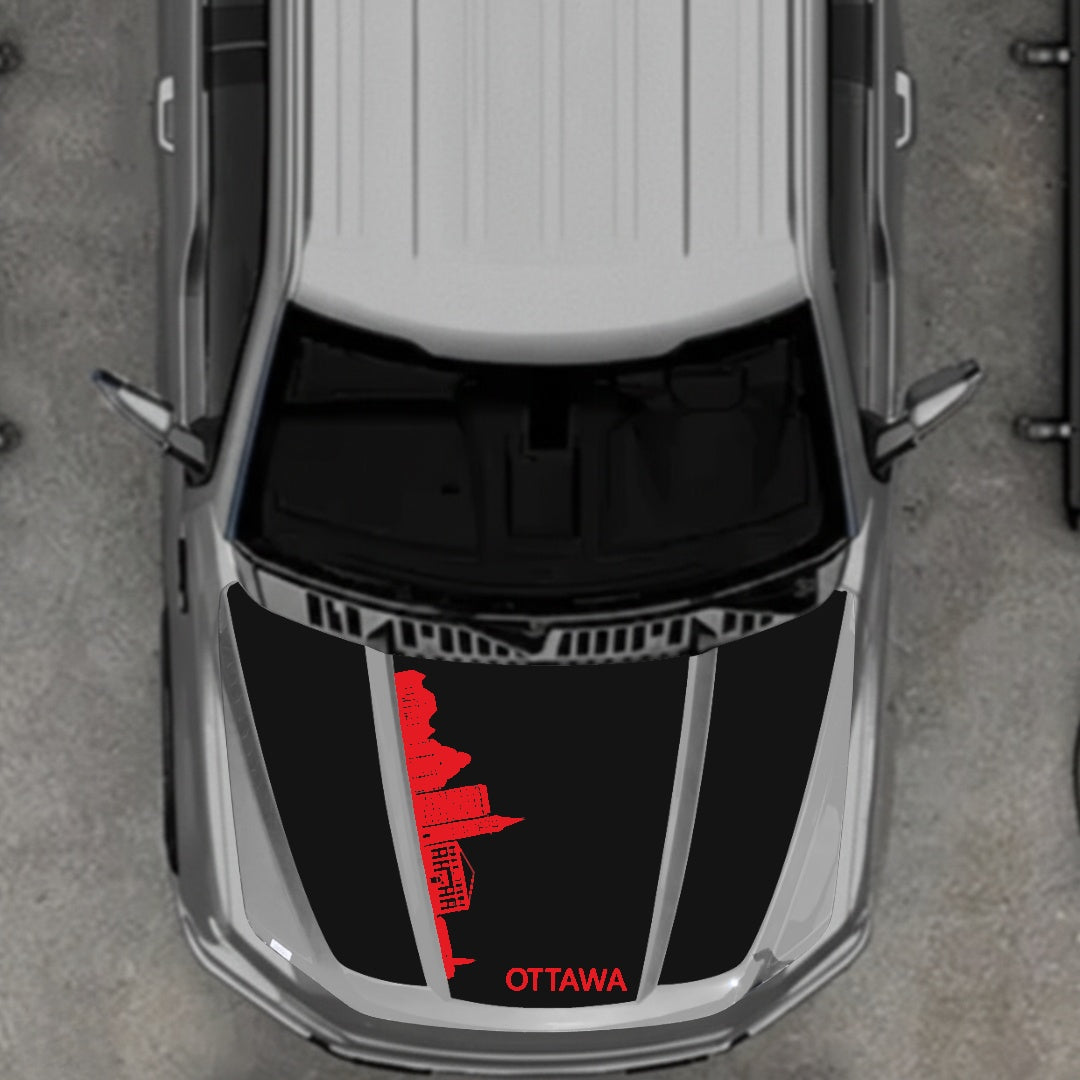 Hood Panel Decal/Sticker - Ottawa Skyline Graphic Kit - For Ford F-150 2020-2026 - Premium Vinyl