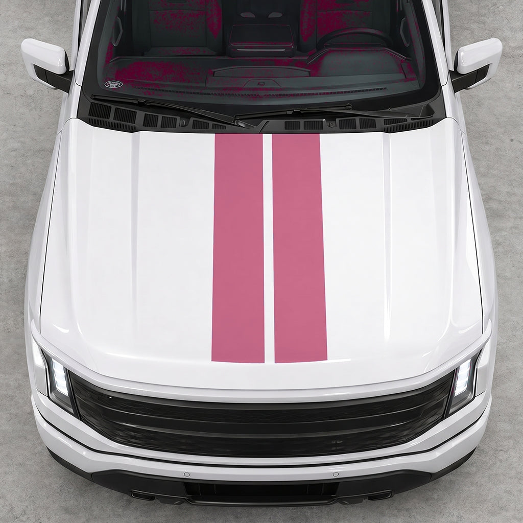 Hood Panel Decal/Sticker - Cut Double Stripes Graphic Decal Graphic Kit - For FORD F-150 2015-2020 - Premium Vinyl