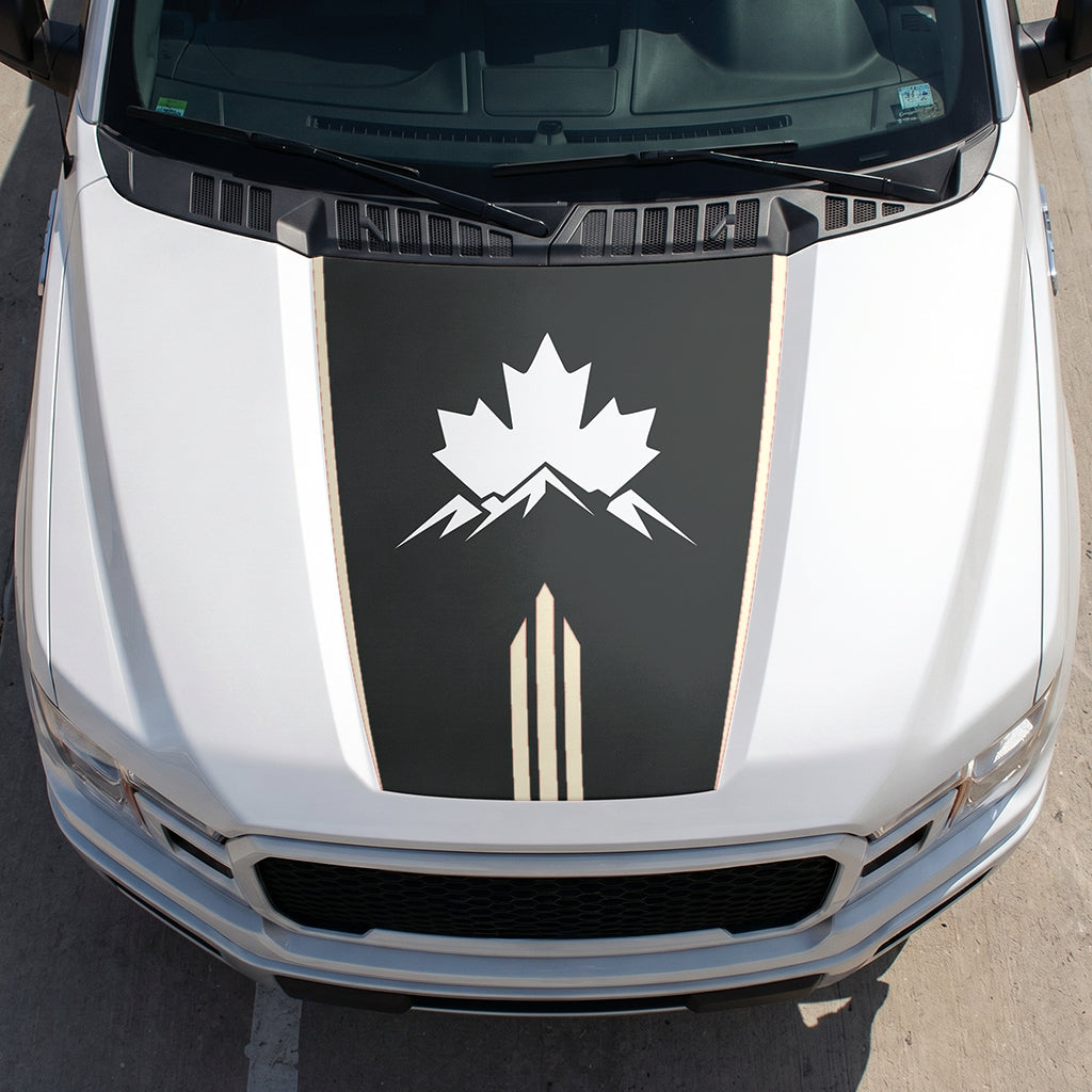 Hood Panel Decal/Sticker - Maple and Mountain Graphic Decal Graphic Kit - For Ford F-150 2015-2020 - Premium Vinyl