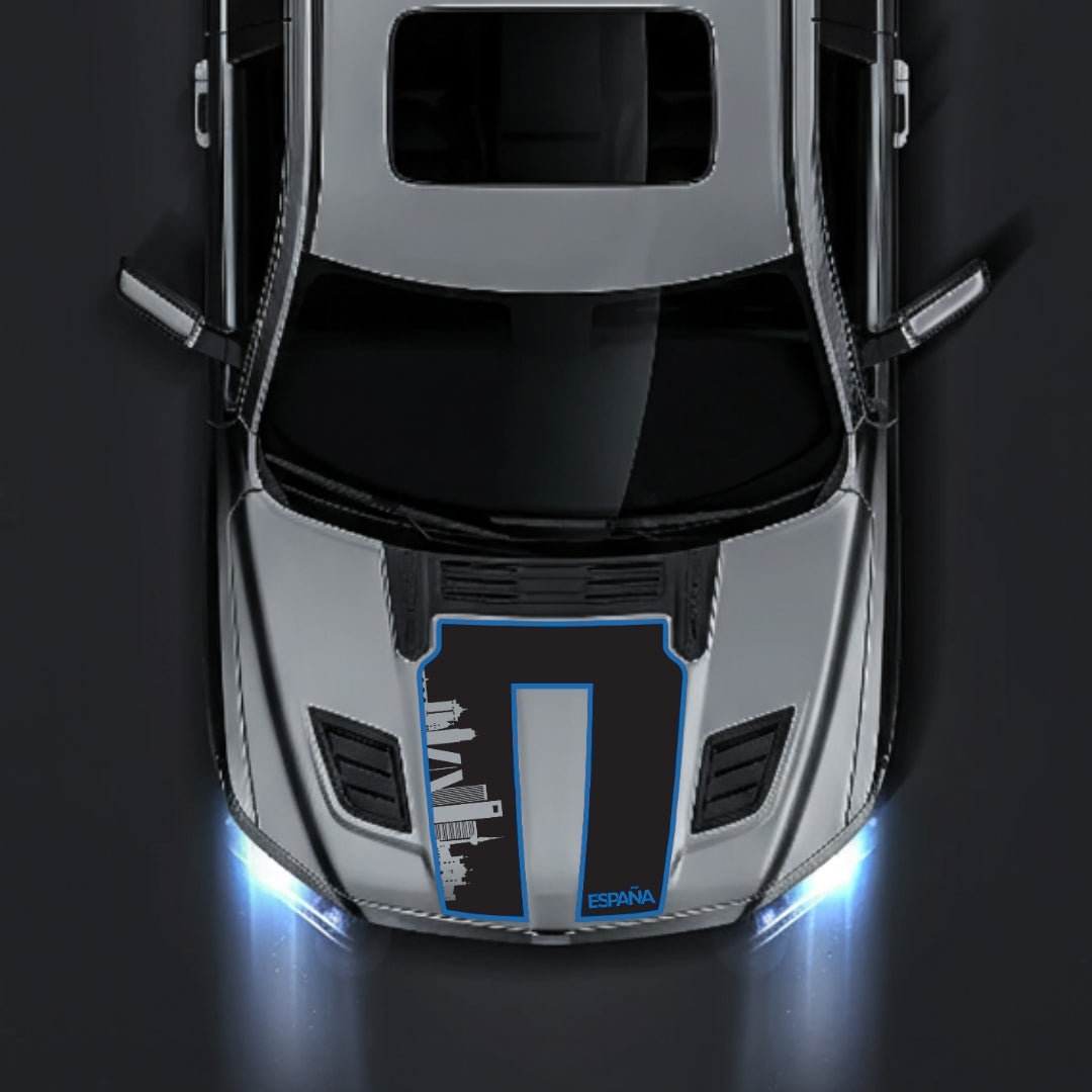 Performance Hood Panel Decal/Sticker - Spain Skyline - Cut - Border Graphic Kit - For Dodge RAM 1500 2019-2025 - Premium Vinyl