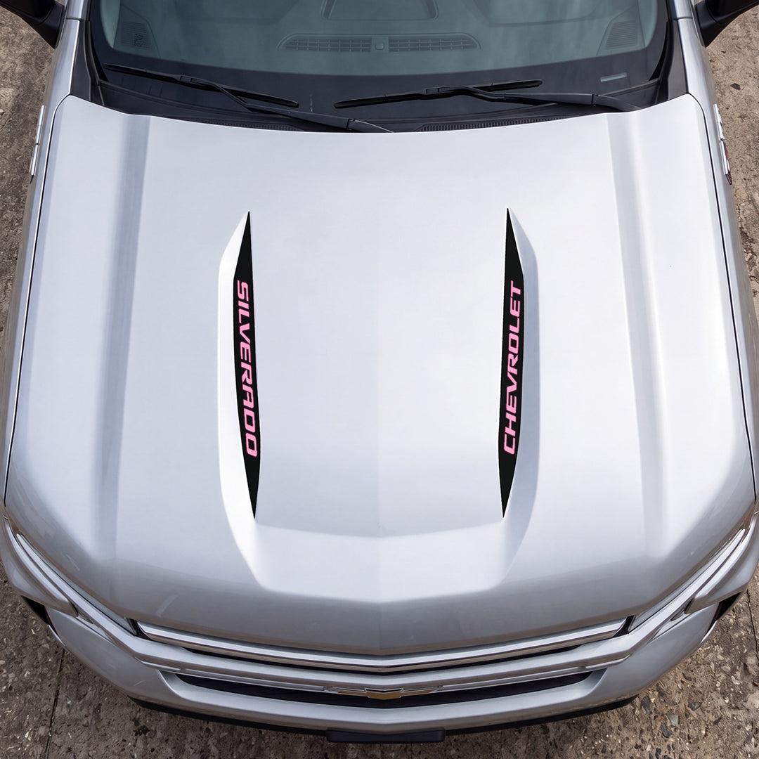 Hood Panel Decal/Sticker - Double Sided Stripes Style 5 Graphic Decal Graphic Kit - For Chevrolet Silverado 2019-2024 - Premium Vinyl