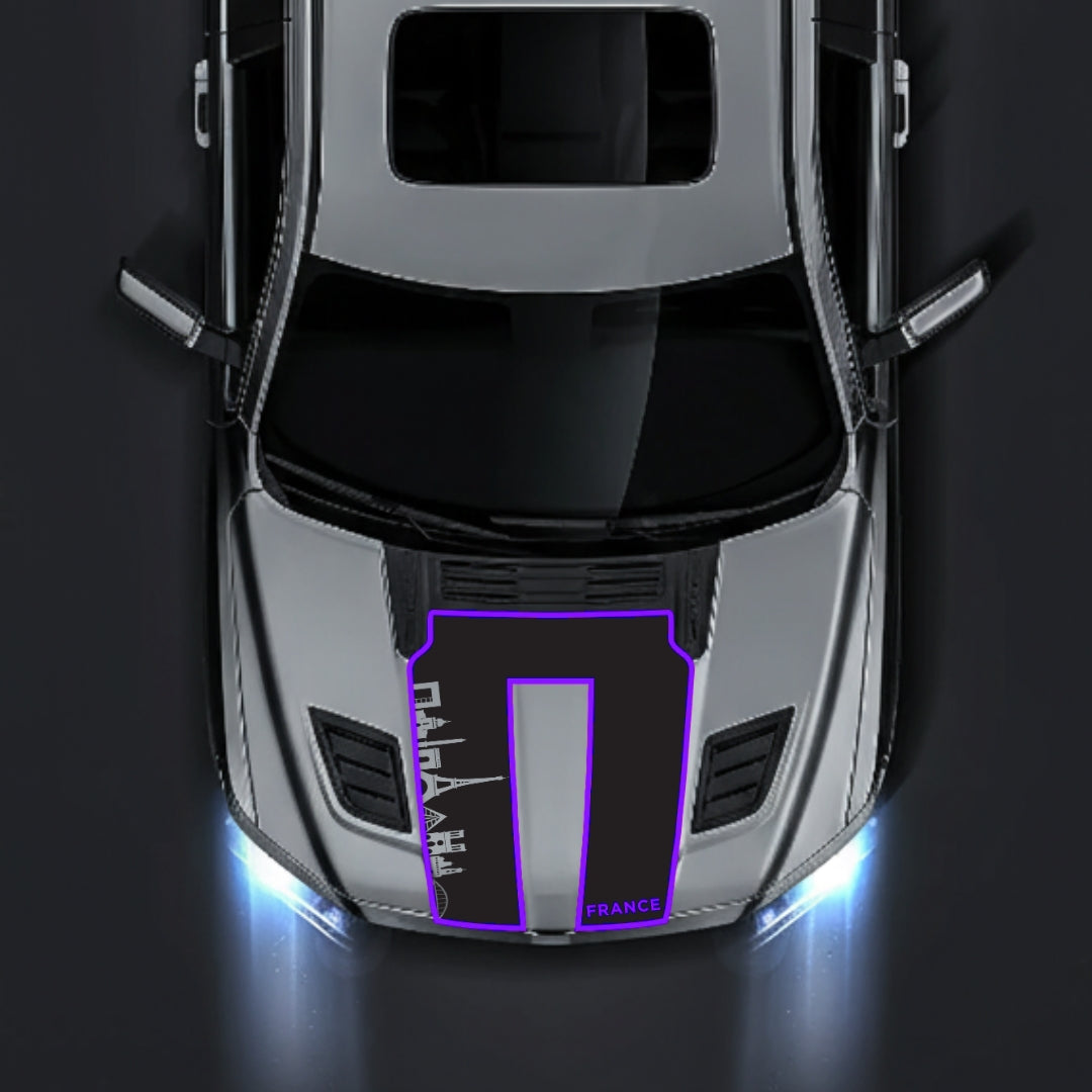 Performance Hood Panel Decal/Sticker - France Skyline - Cut - Border Graphic Kit - For Dodge RAM 1500 2019-2025 - Premium Vinyl