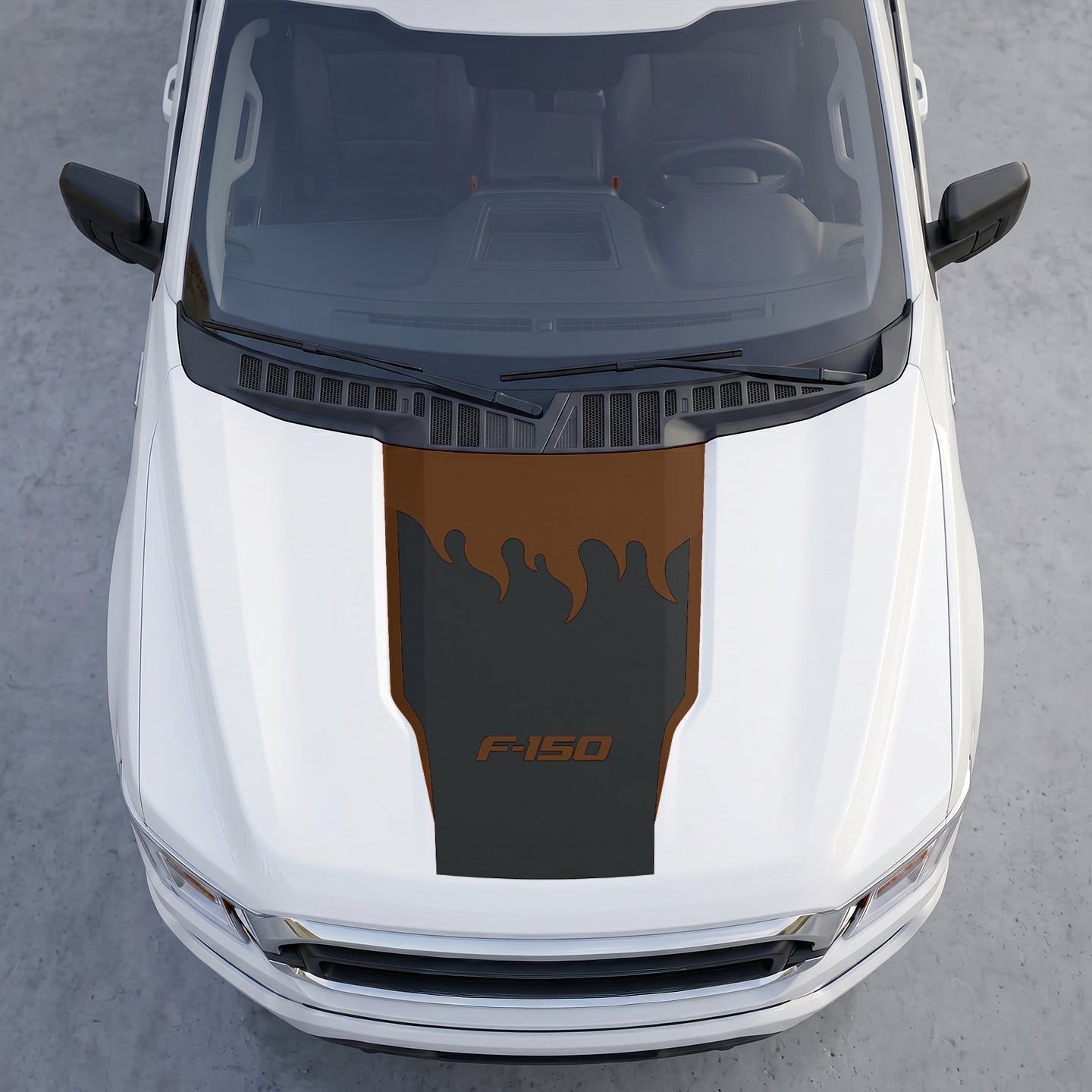 Hood Panel Decal/Sticker - Fire Flame Wave Hood Decal Wrap – Bold Liquid Flame Vector Graphic Kit - For Ford F-150 F150 2015-2020 - Premium Vinyl