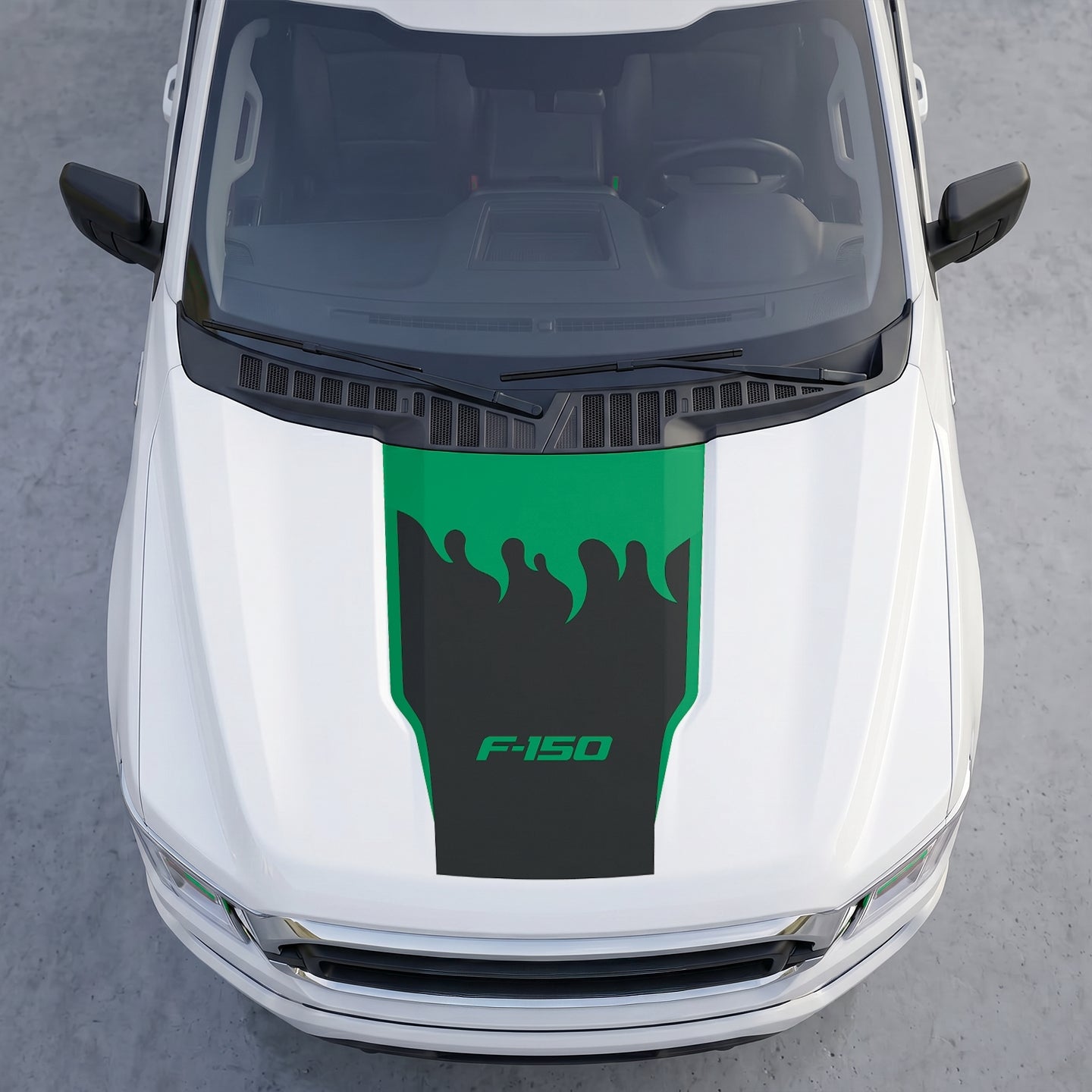 Hood Panel Decal/Sticker - Fire Flame Wave Hood Decal Wrap – Bold Liquid Flame Vector Graphic Kit - For Ford F-150 F150 2015-2020 - Premium Vinyl