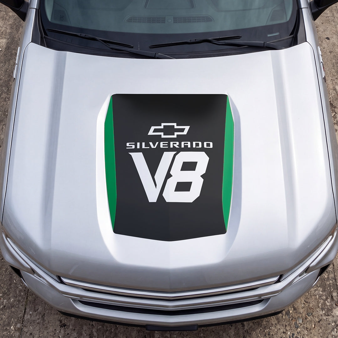 Hood Panel Decal/Sticker - V8 Graphic Decal Graphic Kit - For Chevrolet Silverado 2019-2024 - Premium Vinyl