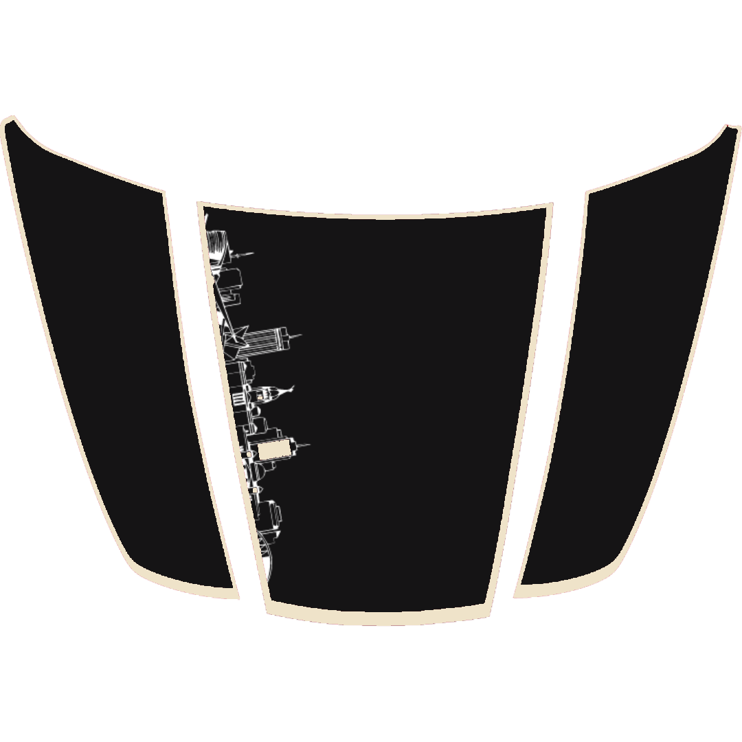 Hood Panel Decal/Sticker - Winnipeg Skyline - Cut - Border Graphic Kit - For Ford F-150 2020-2026 - Premium Vinyl