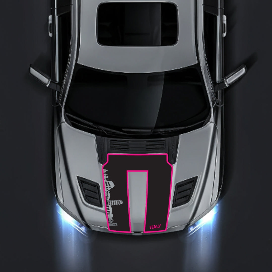 Hood Panel Decal/Sticker - Italy Skyline - Cut - Border Graphic Kit - For Dodge RAM 1500 2019-2025 - Premium Vinyl