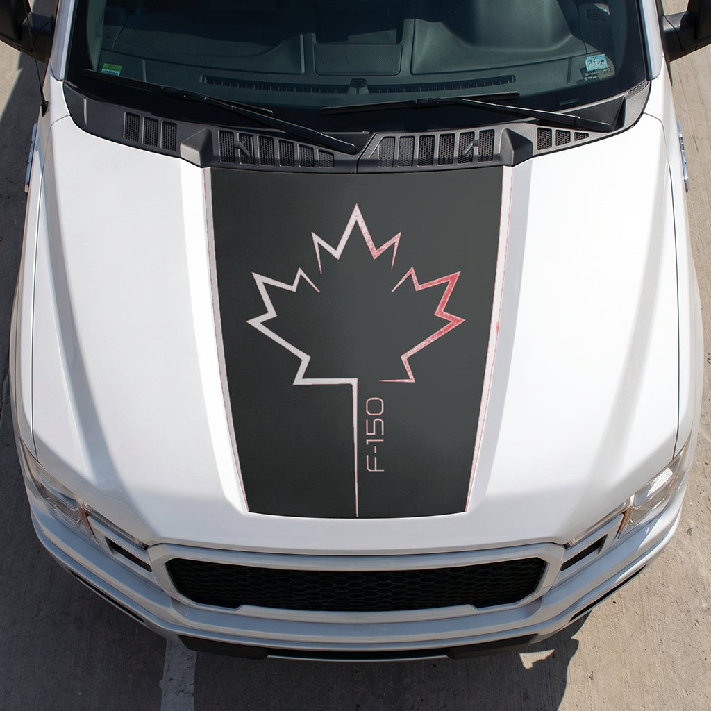 Hood Panel Decal/Sticker - Canada Leaf Graphic Decal Graphic Kit - For Ford F-150 2015-2020 - Premium Vinyl