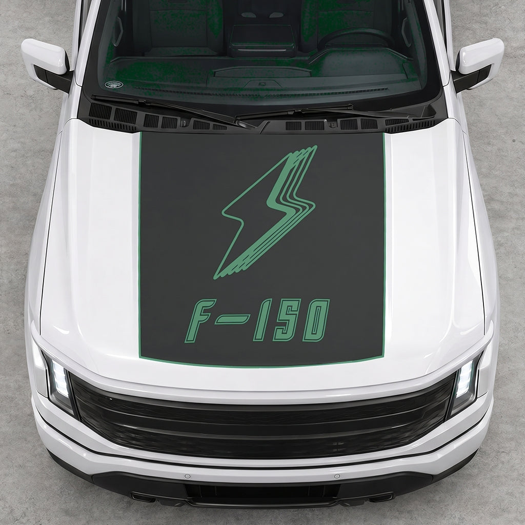 Hood Panel Decal/Sticker - Bordered Electric F150 Graphic Decal Graphic Kit - For FORD F-150 2015-2020 - Premium Vinyl