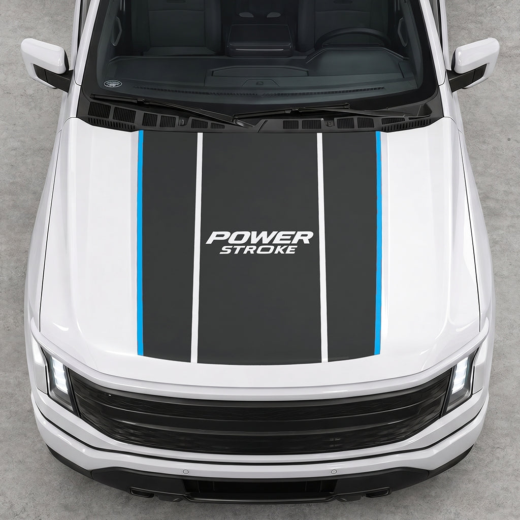 Hood Panel Decal/Sticker - Power Stroke Graphic Decal Graphic Kit - For Ford F-150 2015-2020 - Premium Vinyl