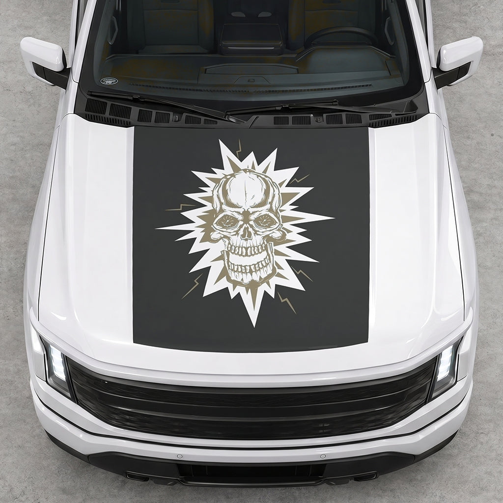 Hood Panel Decal/Sticker - Electric Skull Graphic Decal Graphic Kit - For FORD F-150 2015-2020 - Premium Vinyl