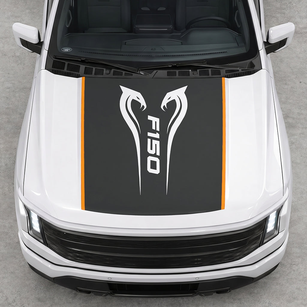 Hood Panel Decal/Sticker - Twin Cobra Graphic Decal Graphic Kit - For Ford F-150 2015-2020 - Premium Vinyl