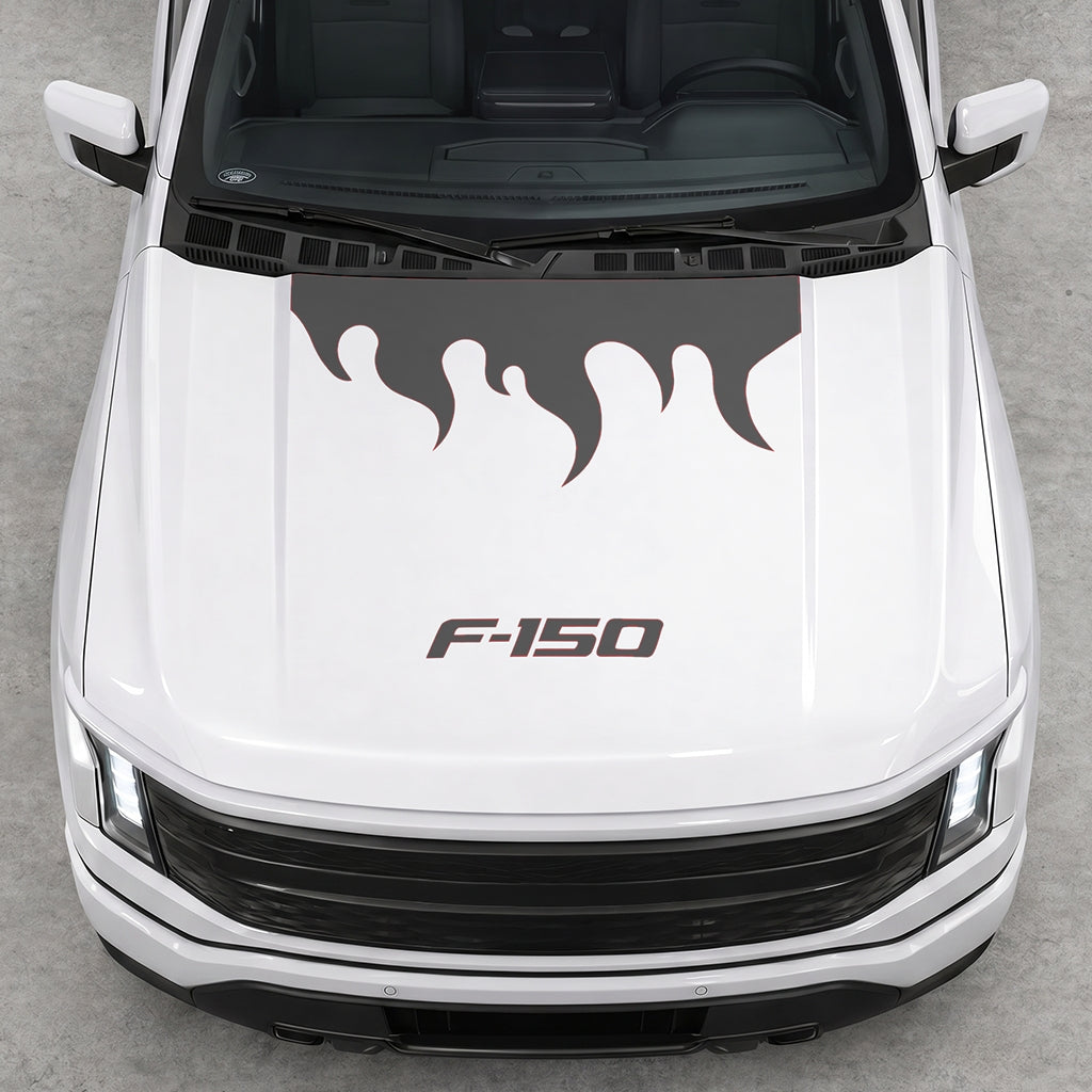 Hood Panel Decal/Sticker - Burning Flames Graphic Decal Graphic Kit - For Ford F-150 2015-2020 - Premium Vinyl