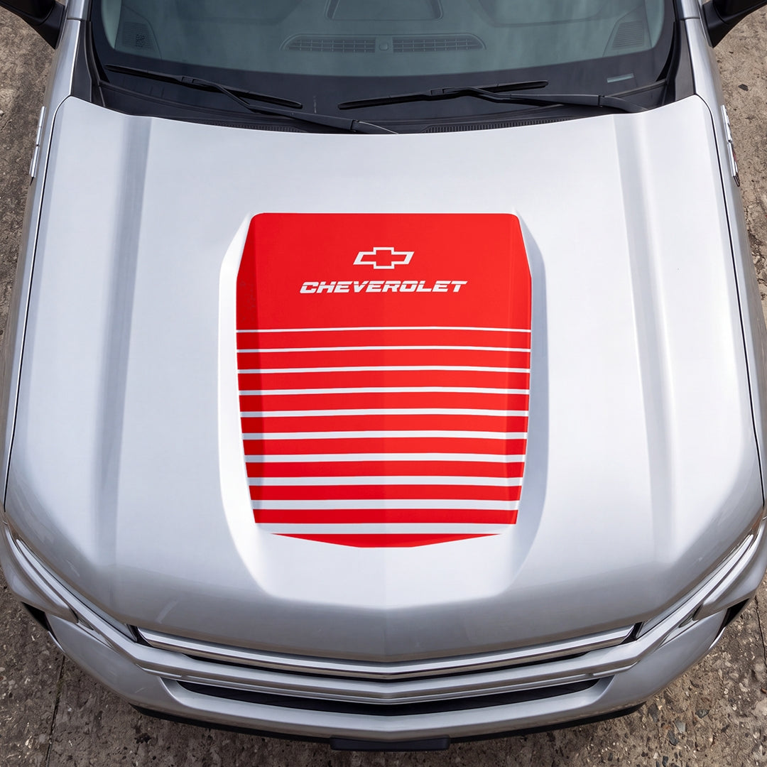 Hood Panel Decal/Sticker - Solid Wavy Graphic Decal Graphic Kit - For Chevrolet Silverado 2019-2024 - Premium Vinyl
