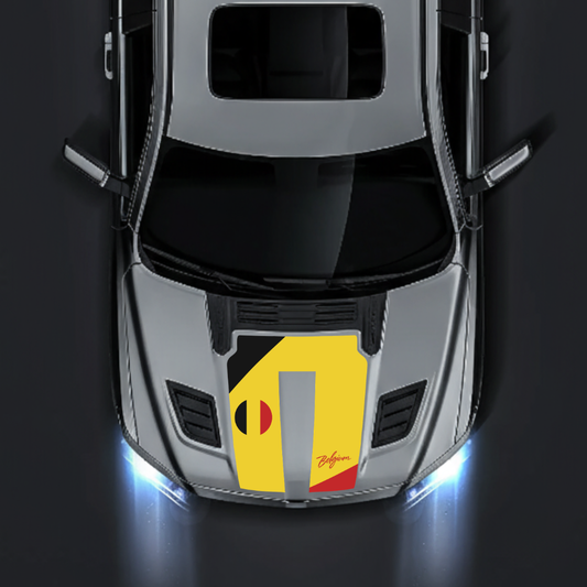 Performance Hood Panel Decal/Sticker - Belgium Flag Graphic Kit - For Dodge RAM 1500 2019-2025 - Premium Vinyl