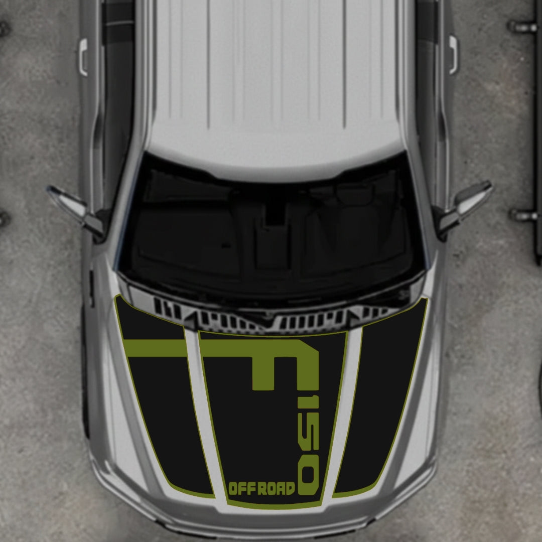 Hood Panel Decal/Sticker - Style 5 - Border Graphic Kit - For Ford F-150 2020-2026 - Premium Vinyl