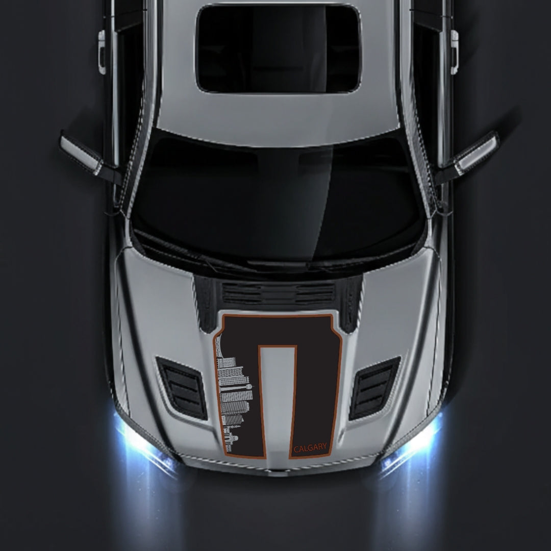 Hood Panel Decal/Sticker - Calgary Skyline - Cut - Border Graphic Kit - For Dodge RAM 1500 2019-2025 - Premium Vinyl