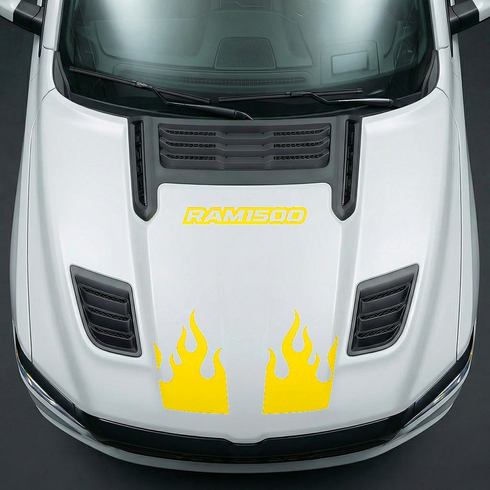 Hood Panel Decal/Sticker - RAM 1500 Flaming U-Shape - Cut Graphic Kit - For Dodge Ram 2019-2025 - Premium Vinyl