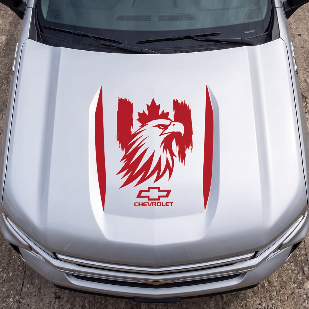 Hood Panel Decal/Sticker - Proud Canadaian Eagle Head Graphic Decal Graphic Kit - For Chevrolet Silverado 2019-2024 - Premium Vinyl