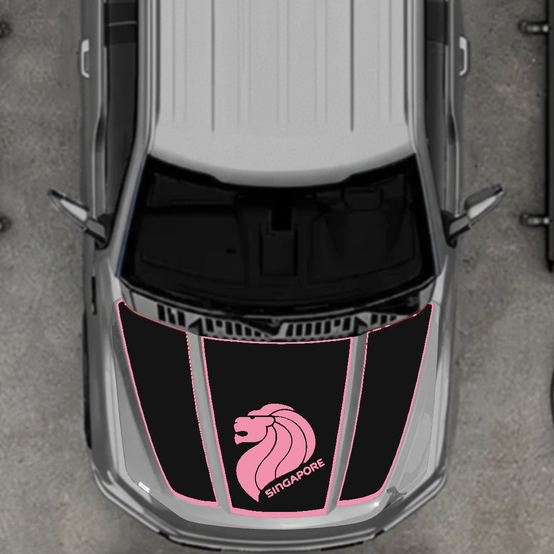 Hood Panel Decal/Sticker - Singapore - Border Graphic Kit - For Ford F-150 2020-2026 - Premium Vinyl