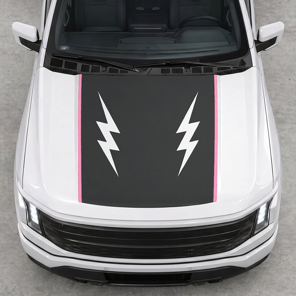 Hood Panel Decal/Sticker - Twin Electric Waves Graphic Decal Graphic Kit - For Ford F-150 2015-2020 - Premium Vinyl