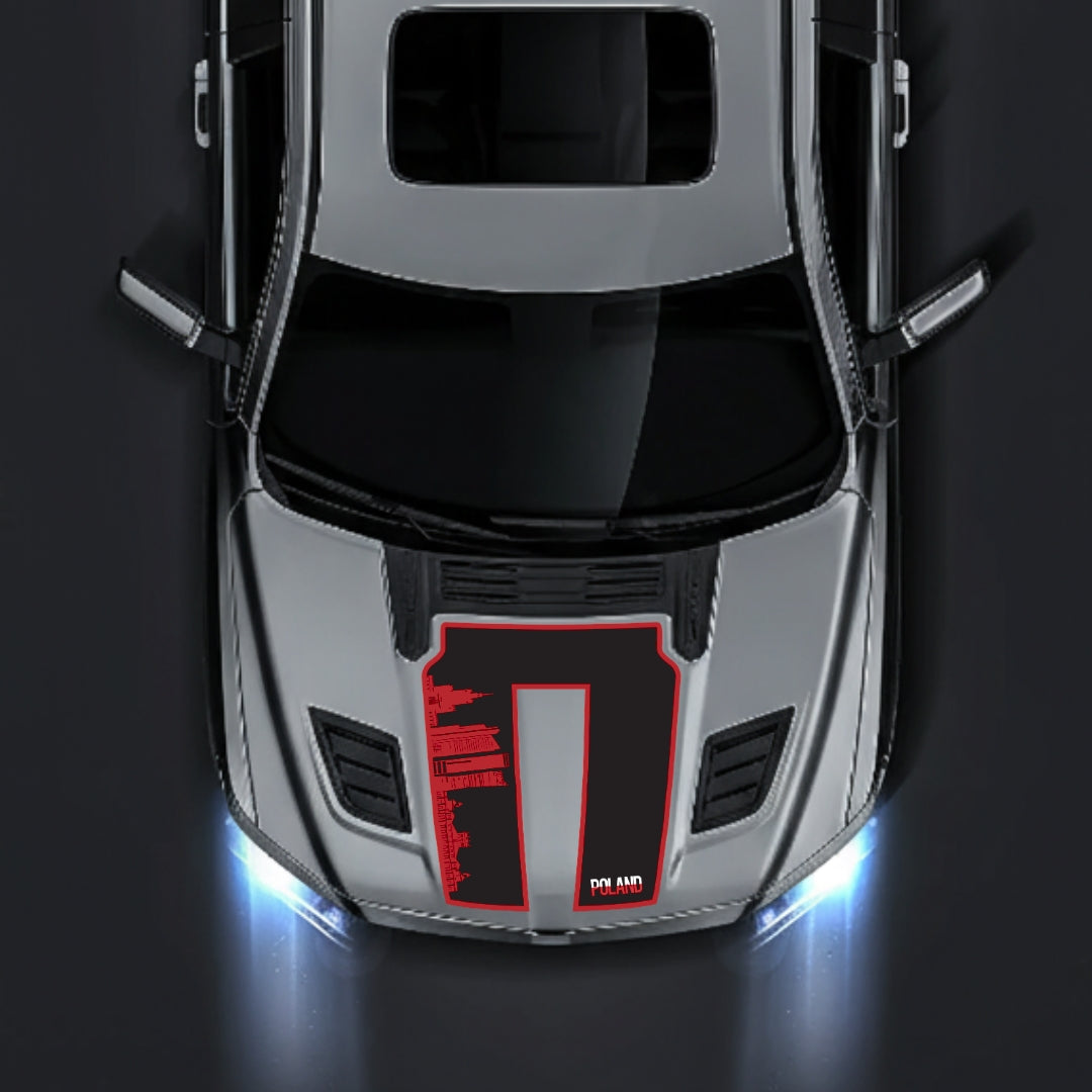 Hood Panel Decal/Sticker - Poland Skyline - Border Graphic Kit - For Dodge RAM 1500 2019-2025 - Premium Vinyl