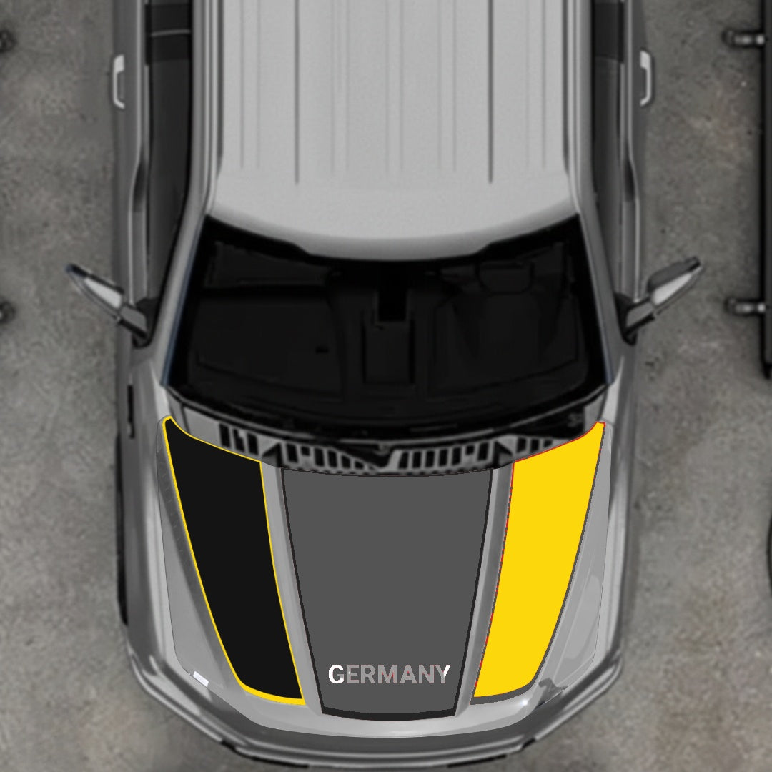 Hood Panel Decal/Sticker - Germany Flag Parts - Border Graphic Kit - For Ford F-150 2020-2026 - Premium Vinyl