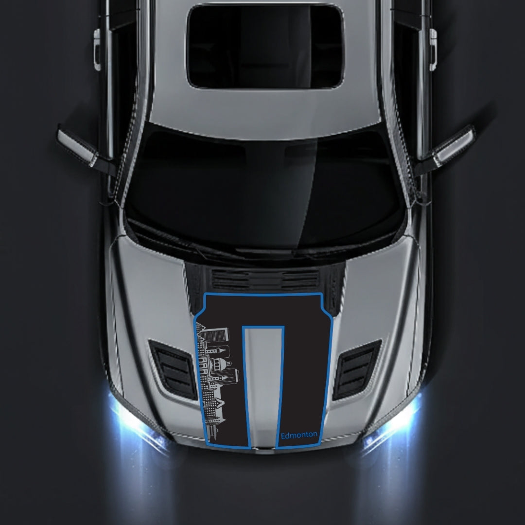 Performance Hood Panel Decal/Sticker - Edmonton Skyline - Cut - Border Graphic Kit - For Dodge RAM 1500 2019-2025 - Premium Vinyl