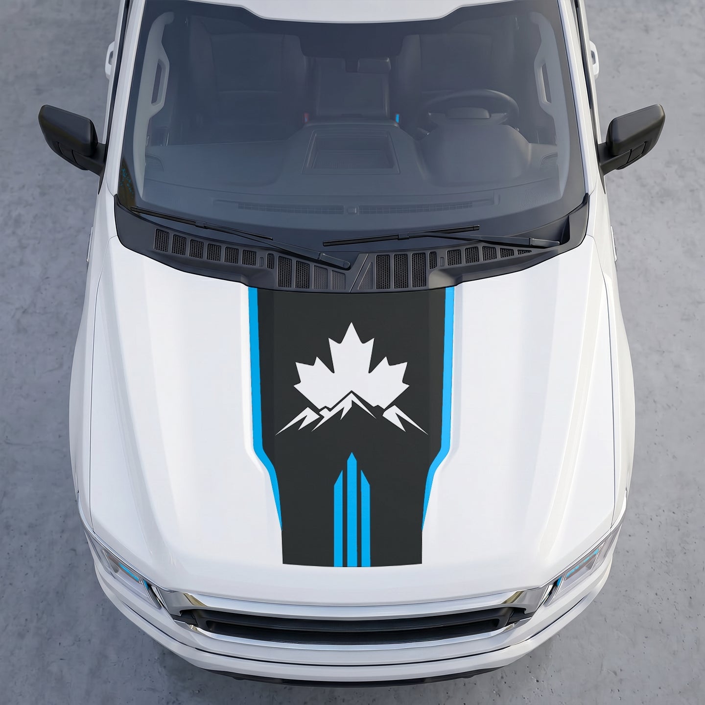 Hood Panel Decal/Sticker - Wilderness Maple Leaf Hood Decal – Evergreen Pine Forest Silhouette Graphic Vinyl Wrap Graphic Kit - For Ford F-150 F150 2015-2020 - Premium Vinyl