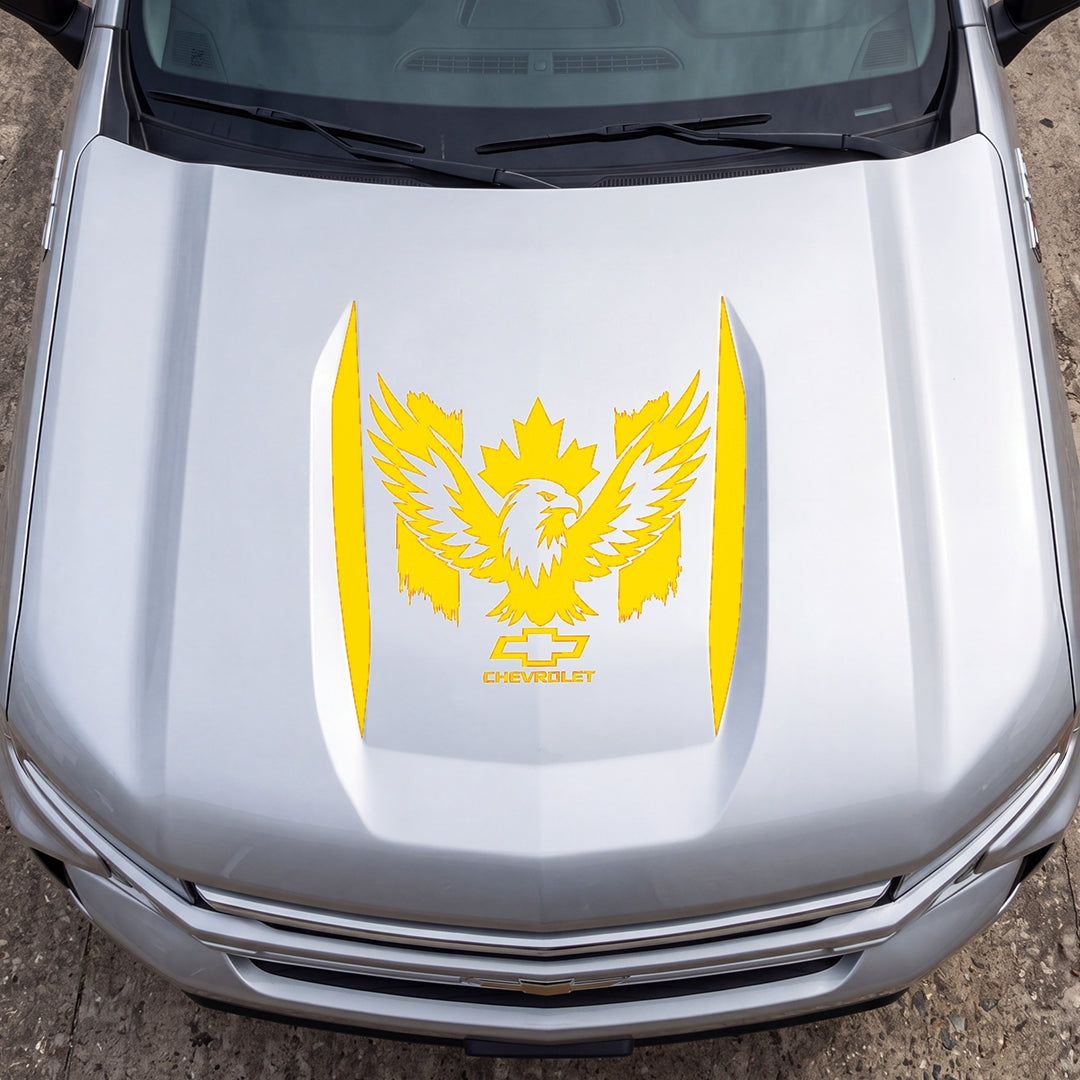Hood Panel Decal/Sticker - Canadaian Phoenix Graphic Decal Graphic Kit - For Chevrolet Silverado 2019-2024 - Premium Vinyl