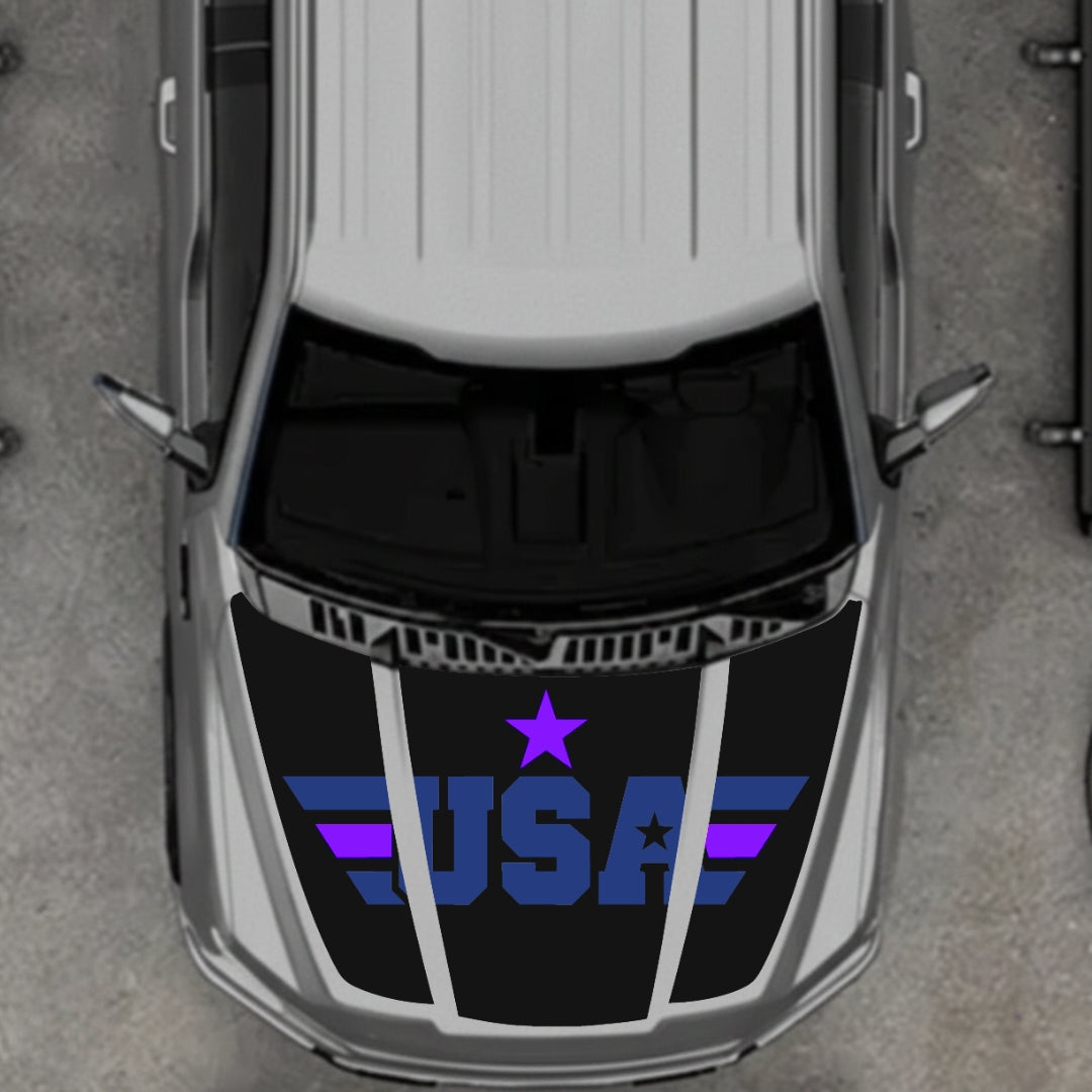 Hood Panel Decal/Sticker - USA Style 8 Graphic Kit - For Ford F-150 2020-2026 - Premium Vinyl