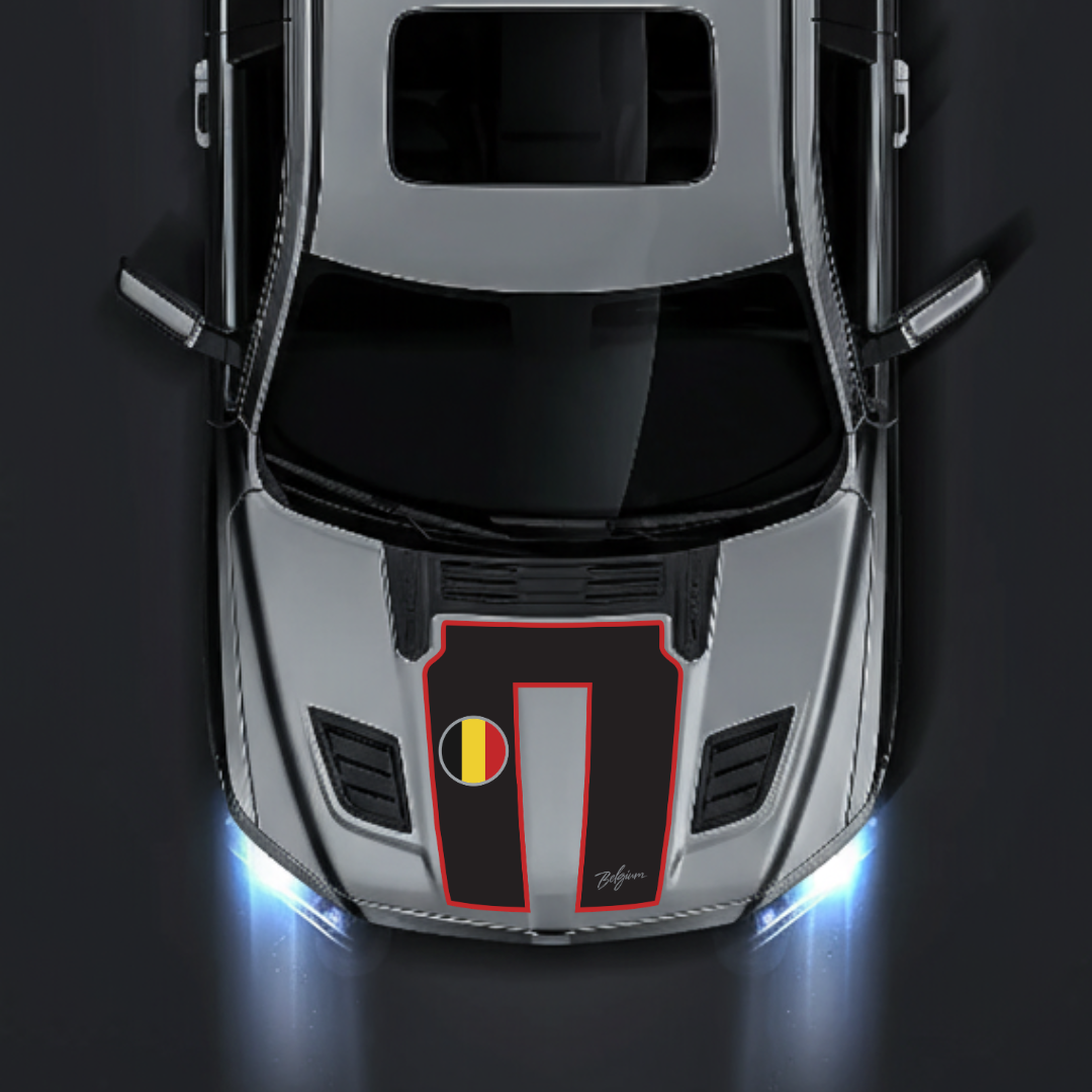 Performance Hood Panel Decal/Sticker - Belgium - Cut - Border Graphic Kit - For Dodge RAM 1500 2019-2025 - Premium Vinyl