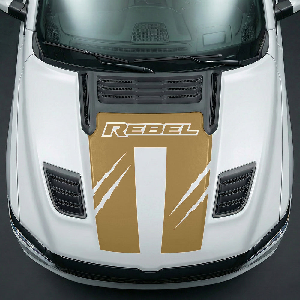 Hood Panel Decal/Sticker - Dodge RAM Rebel Claw Scratch U-Shape Stripe Graphic Kit - For Dodge Ram 2019-2025 - Premium Vinyl