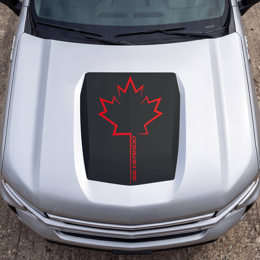 Hood Panel Decal/Sticker - Canada Maple Graphic Decal Graphic Kit - For Chevrolet Silverado 2019-2024 - Premium Vinyl