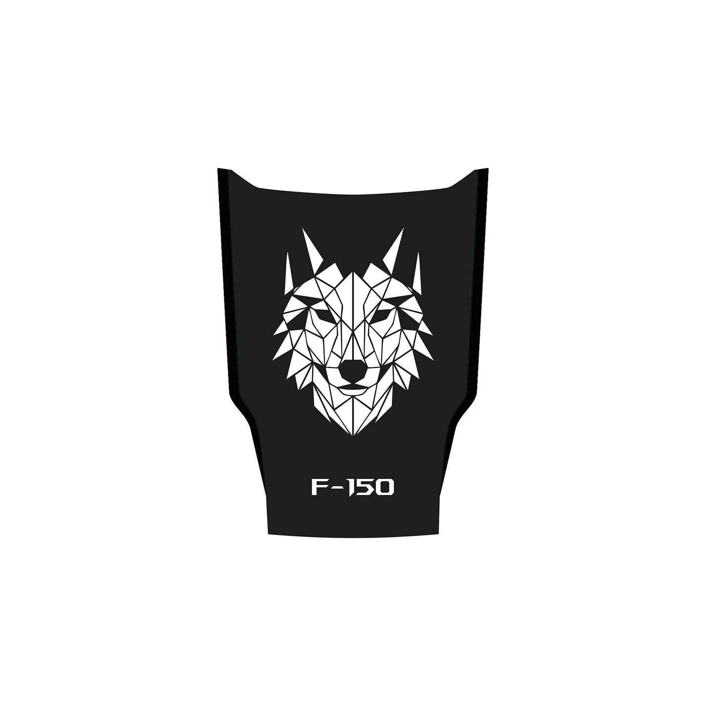 Hood Panel Decal/Sticker - Geometric Low-Poly Wolf Hood Decal Wrap – Matte Black Shield with White Origami Wolf Head Graphic Kit - For Ford F-150 F150 2015-2020 - Premium Vinyl