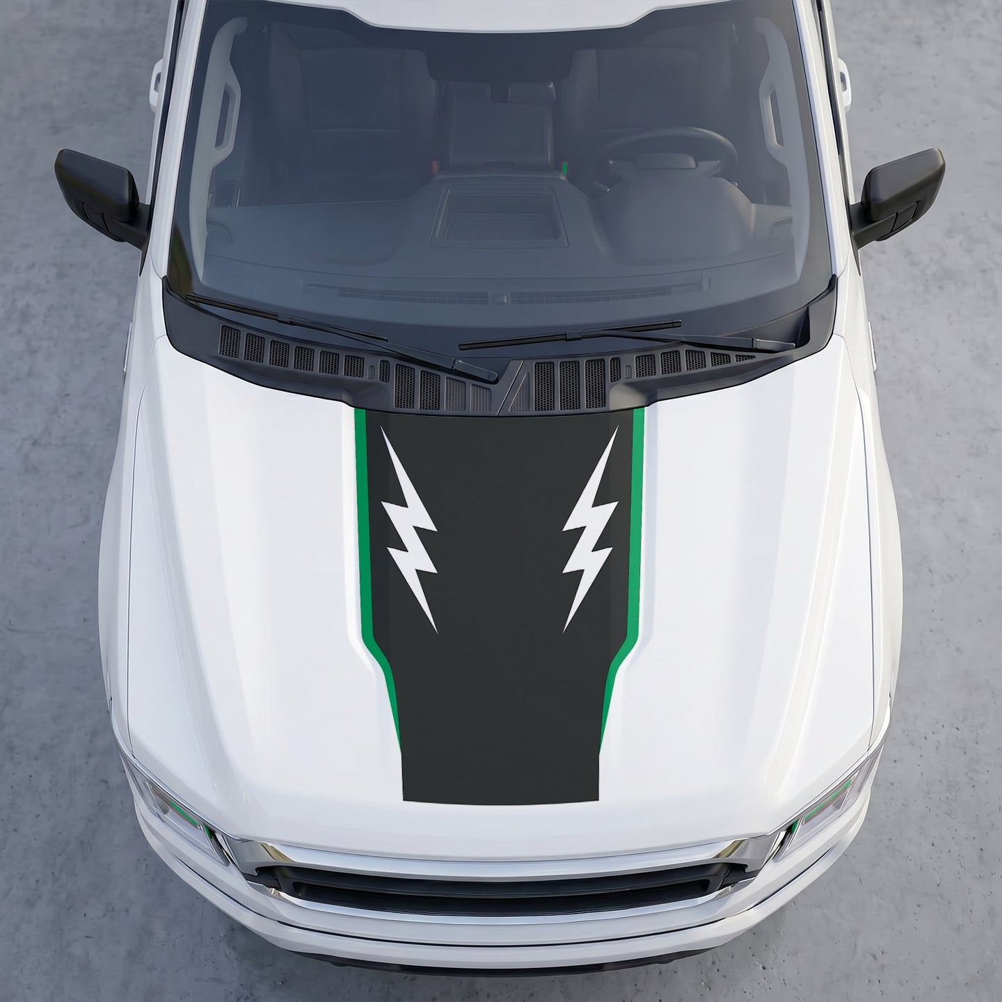 Hood Panel Decal/Sticker - Twin Lightning Bolts Hood Decal – Dual Side Lightning Strike Graphics Graphic Kit - For Ford F-150 F150 2015-2020 - Premium Vinyl
