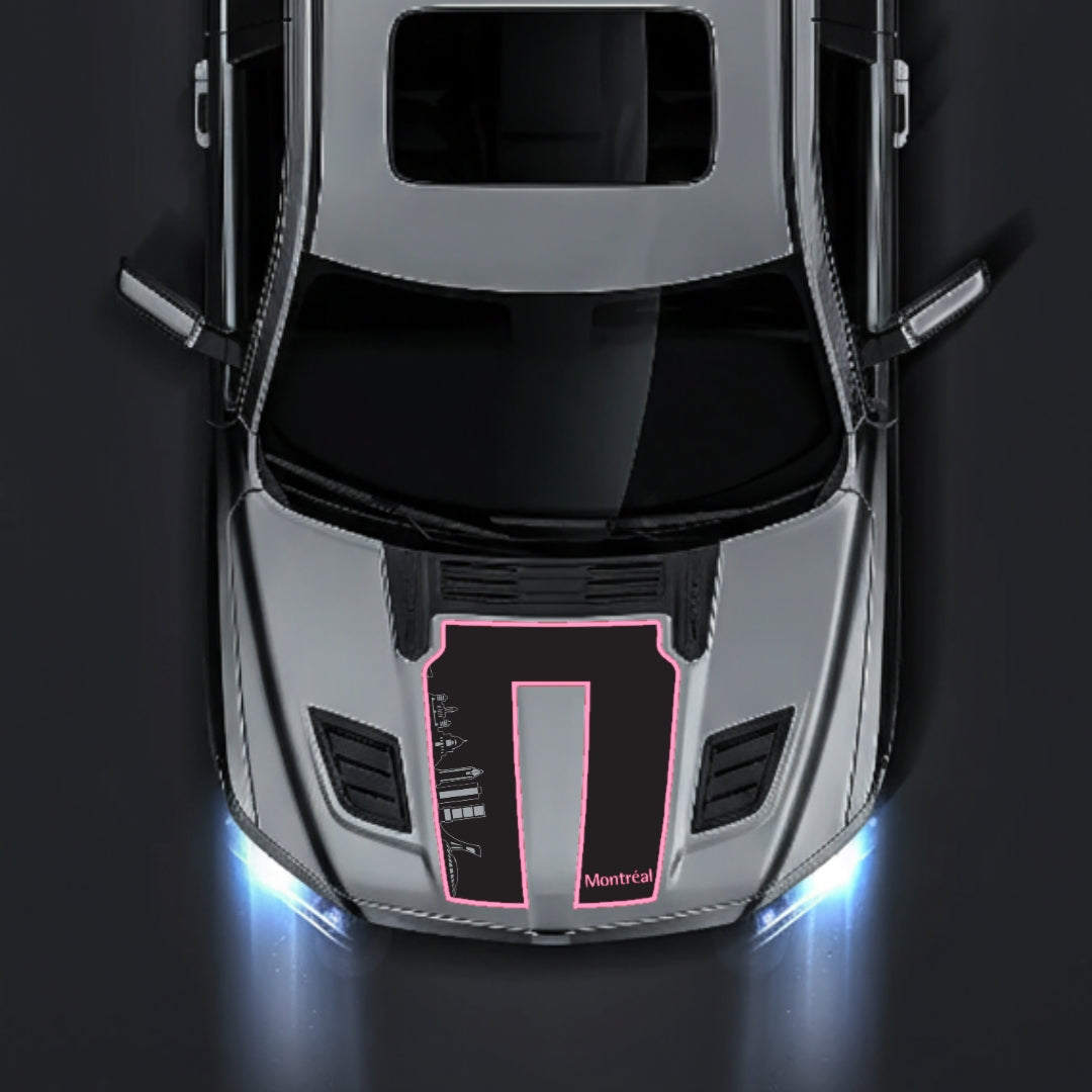 Hood Panel Decal/Sticker - Montreal Skyline - Cut - Border Graphic Kit - For Dodge RAM 1500 2019-2025 - Premium Vinyl