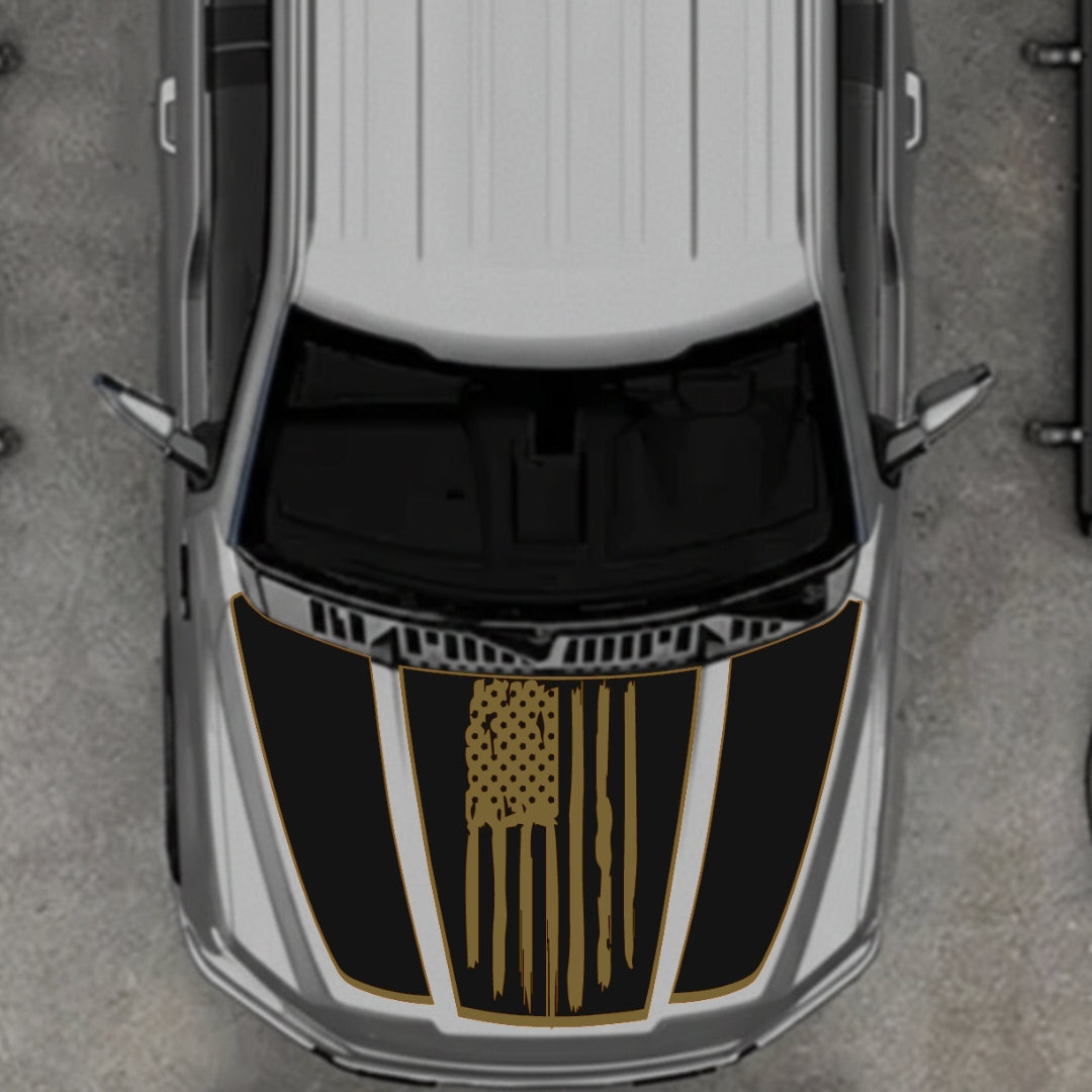 Hood Panel Decal/Sticker - USA Style 1 - Border Graphic Kit - For Ford F-150 2020-2026 - Premium Vinyl