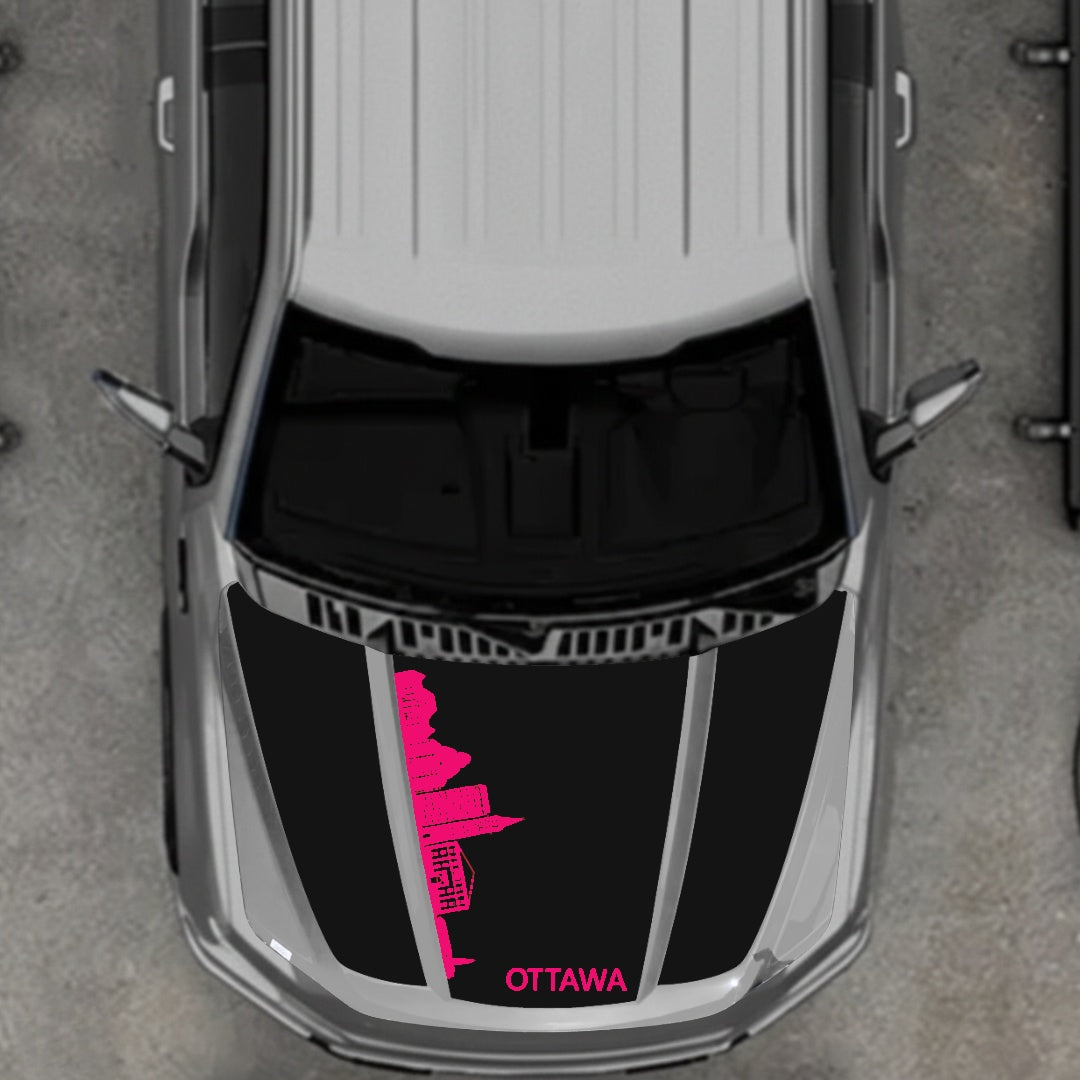 Hood Panel Decal/Sticker - Ottawa Skyline Graphic Kit - For Ford F-150 2020-2026 - Premium Vinyl