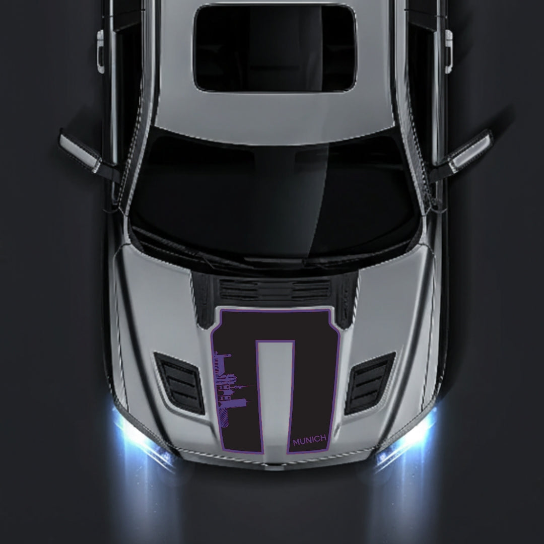 Hood Panel Decal/Sticker - Munich Skyline - Border Graphic Kit - For Dodge RAM 1500 2019-2025 - Premium Vinyl