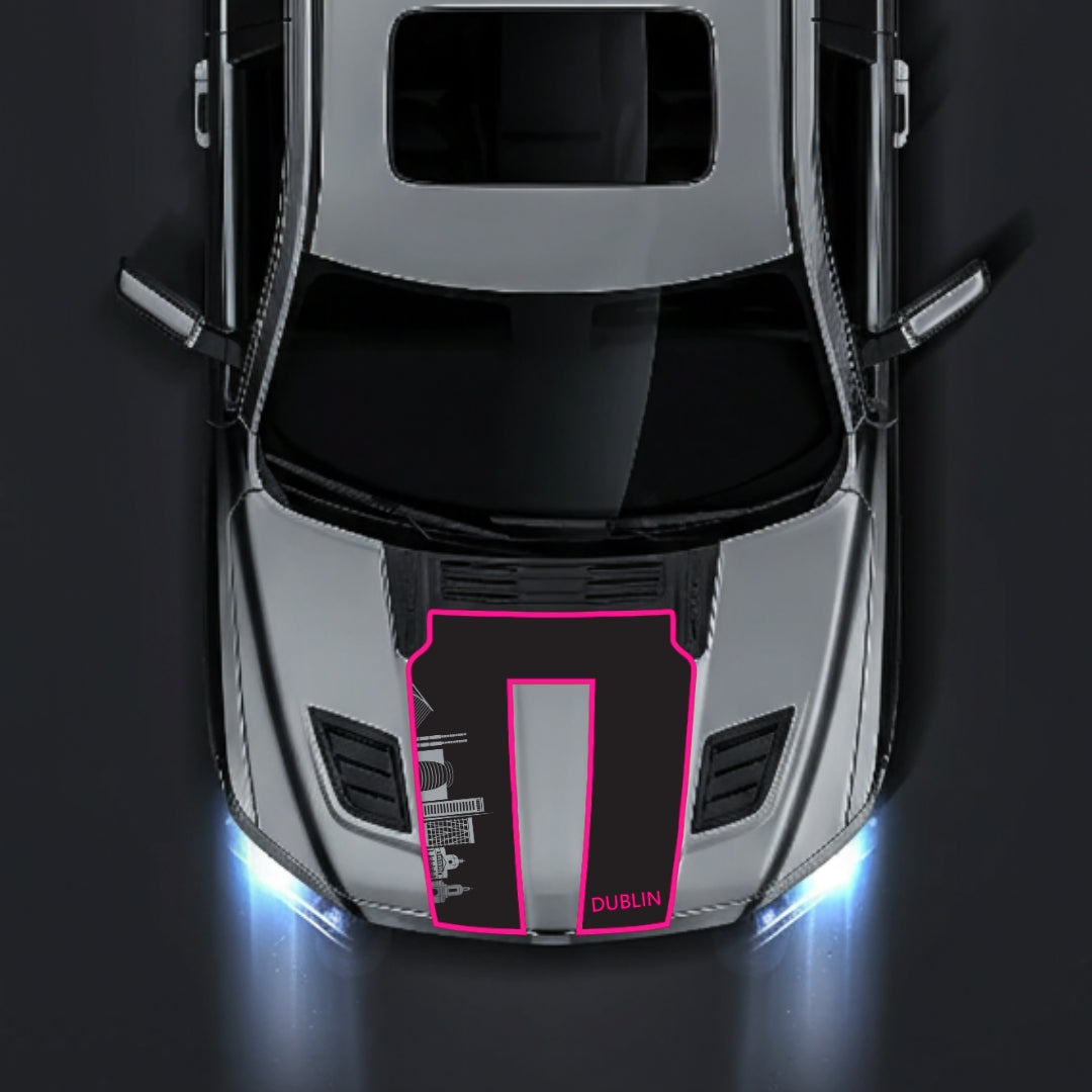 Hood Panel Decal/Sticker - Dublin Skyline - Cut - Border Graphic Kit - For Dodge RAM 1500 2019-2025 - Premium Vinyl
