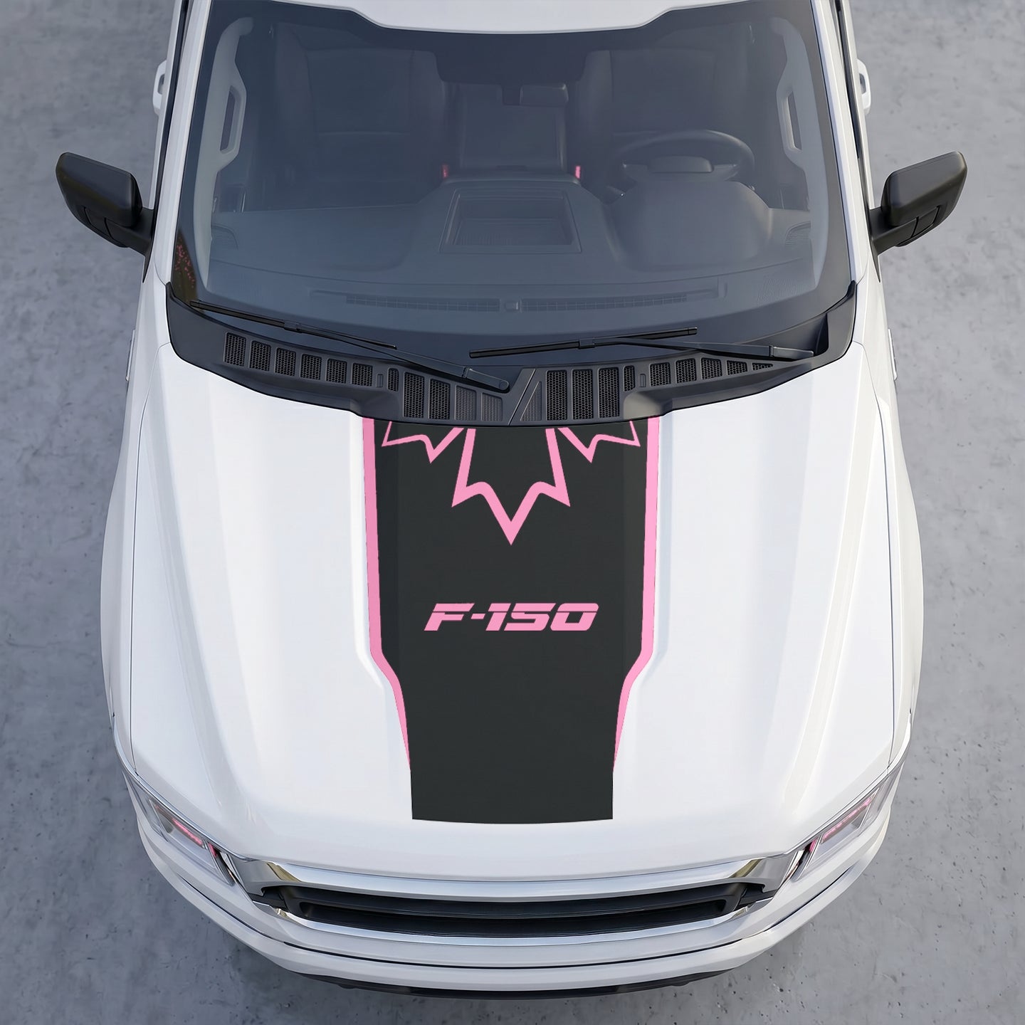 Hood Panel Decal/Sticker - Stealth Maple Leaf Crest Hood Decal – Top-Border Outline Vinyl Wrap Graphic Kit - For Ford F-150 F150 2015-2020 - Premium Vinyl