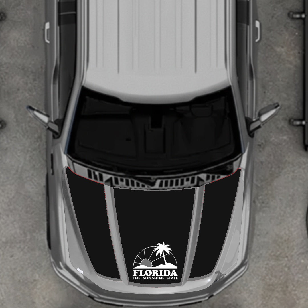 Hood Panel Decal/Sticker - Flordia - Cut - Border Graphic Kit - For Ford F-150 2020-2026 - Premium Vinyl
