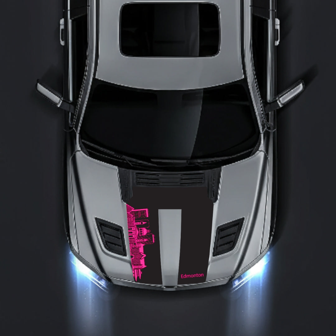Hood Panel Decal/Sticker - Edmonton Skyline Graphic Kit - For Dodge RAM 1500 2019-2025 - Premium Vinyl