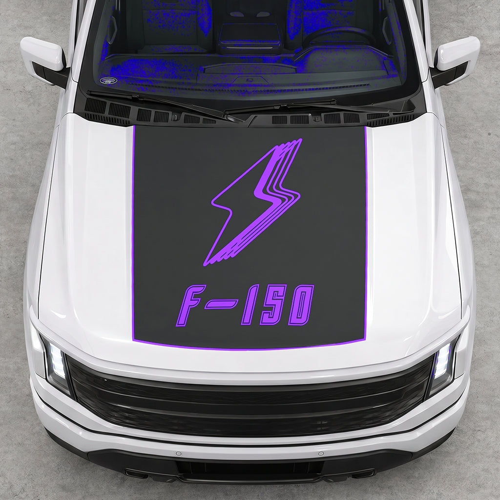 Hood Panel Decal/Sticker - Bordered Electric F150 Graphic Decal Graphic Kit - For FORD F-150 2015-2020 - Premium Vinyl
