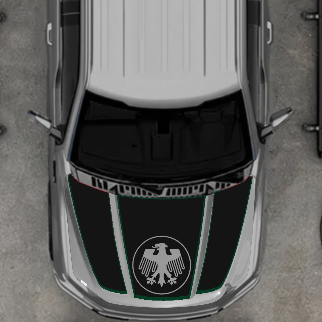 Hood Panel Decal/Sticker - Germany Logo - Cut - Border Graphic Kit - For Ford F-150 2020-2026 - Premium Vinyl